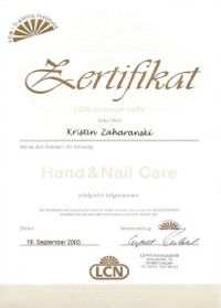 Zertifikat Hand and Nail Care